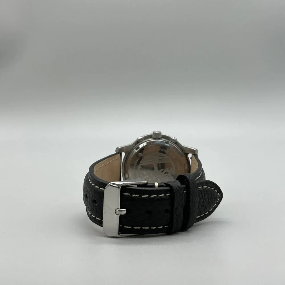 Timberland Mens Watch 40mm Black Dial Leather Date Indiglo 50M WR New Battery